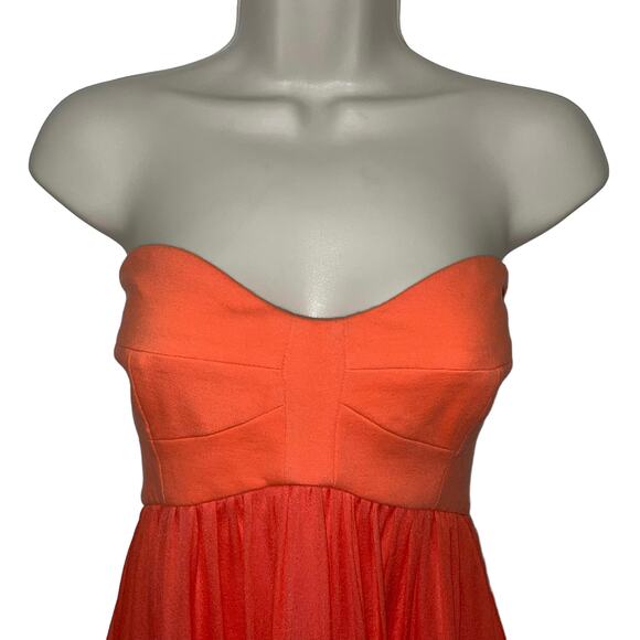 Diane von Furstenberg Asti Silk Chiffon Coral Sweetheart Strapless Dress Size 4 - Picture 4 of 11